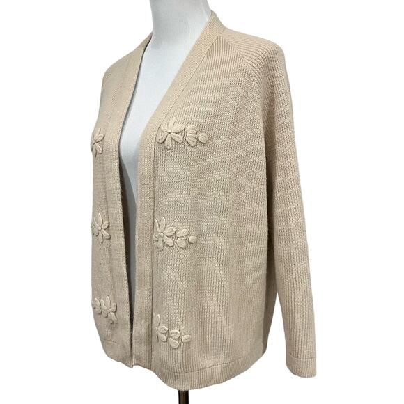 RosaLee Women’s Vintage Cardigan Sweater Originals of California Beige Flowers - Picture 3 of 7